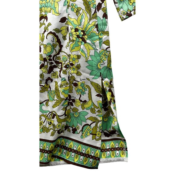 Milly Cabana Y2K Resort Tunic Dress Signed Mod Floral Print Gold Tassel Detail M - Picture 10 of 11